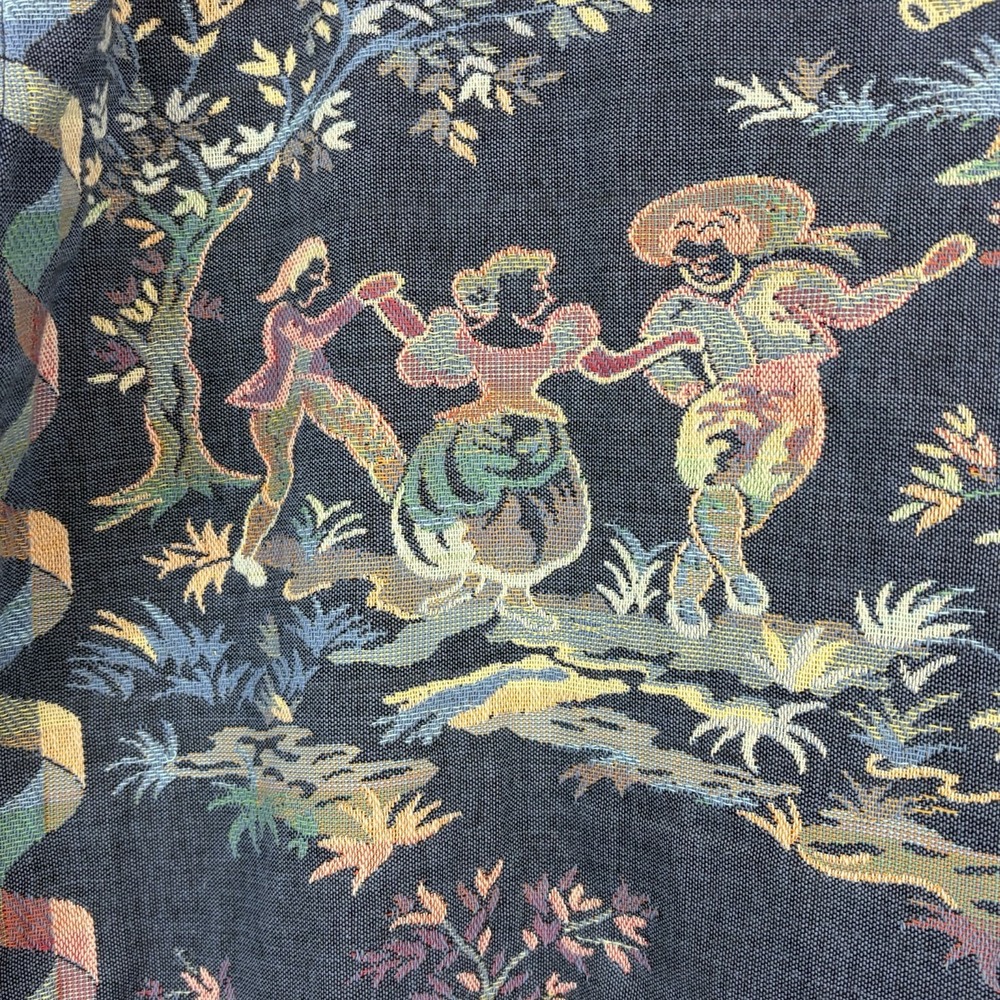 Vtg Doncaster Special Folk Toile Tapestry Art To Wear Jacket Sz 6 Frog Closure - Picture 6 of 8